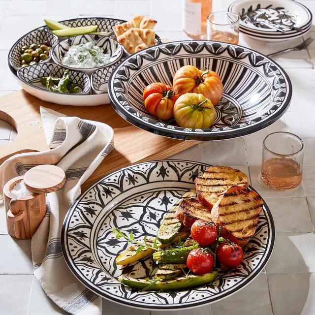 Marrakesh Melamine 3-Piece Serveware Set (serving bowl, platter, sectioned serving platter)
