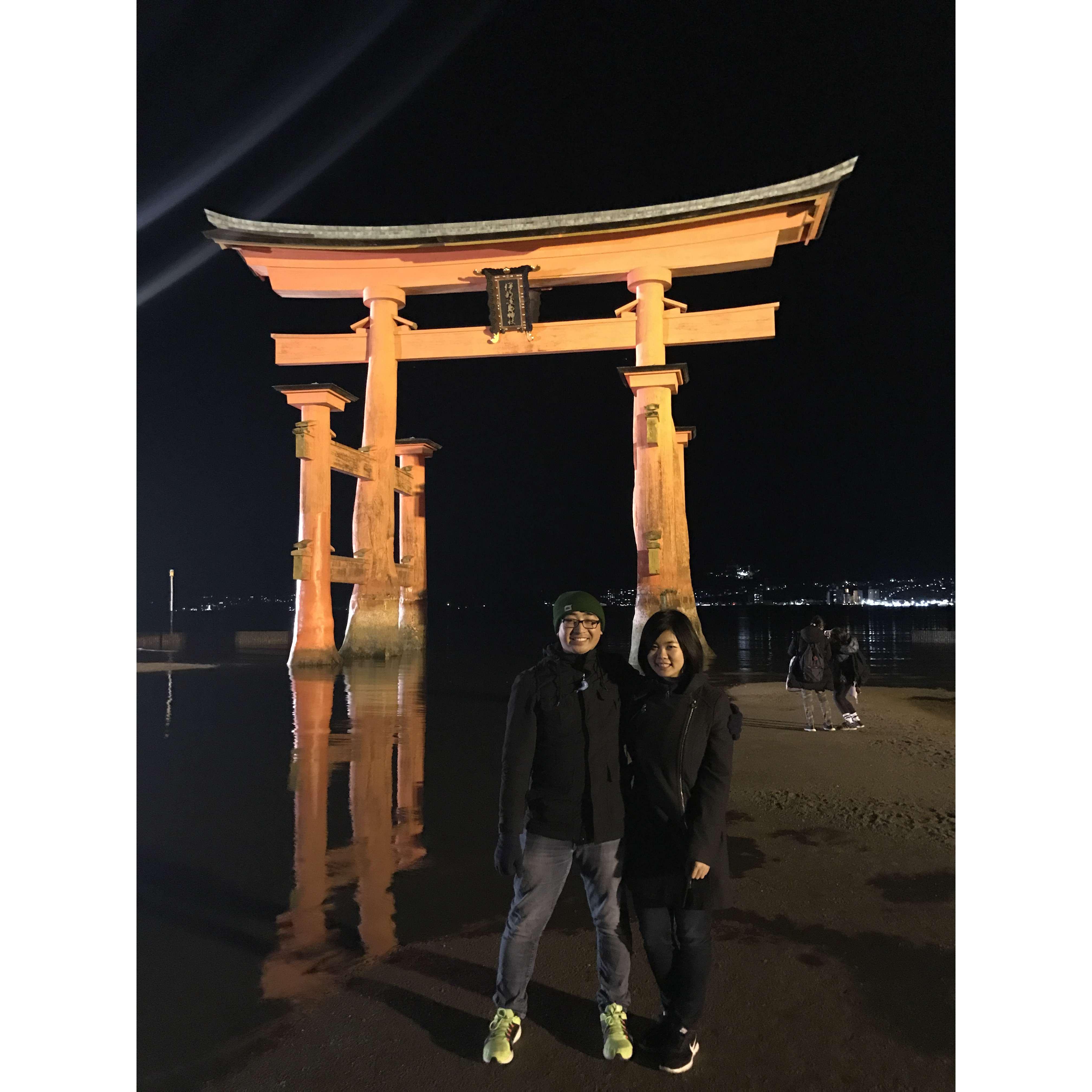 Spending New Year's Eve visiting the Itsukushima Floating Torii Gate in Hiroshima in 2017.
