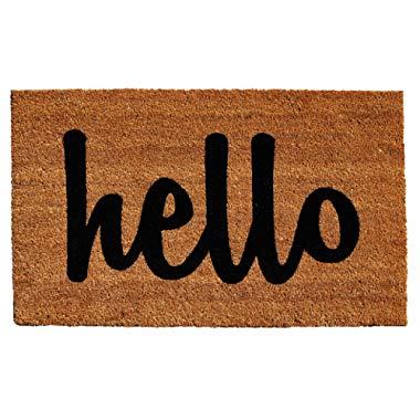 Calloway Mills 100341729NBS Hello Doormat, 17" x 29", Natural, Black