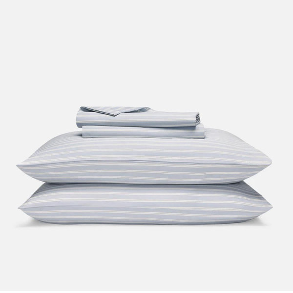 Luxe Sateen Core King Sheet Set in Tandem Stripe in Frost