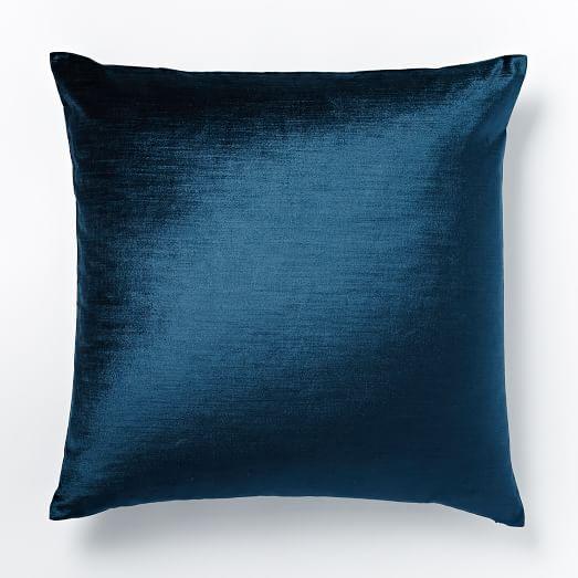 Cotton Luster Velvet Pillow Cover, 20"x20", Regal Blue