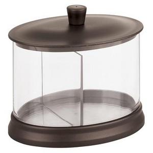 Oval Bathroom Vanity Canister with Dividers Clear/Bronze - InterDesign®
