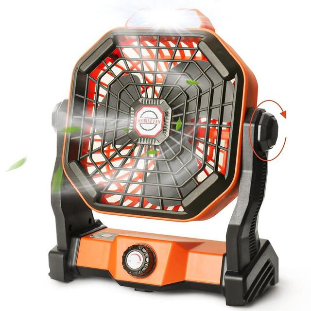CONBOLA Portable Desk Fan with LED Lantern, Small Rechargeable Quiet Camping Fan, Battery Operated Cooling Personal Table Fan with Hanging Hook for Tent, Travel, Bedroom, Home, Office