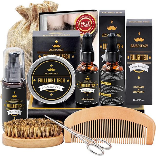 Beard Kit for Men Grooming & Care W/Beard Wash/Shampoo,2 Packs Beard Growth Oil,Beard Balm Leave-in Conditioner,Beard Comb,Beard Brush,Beard Scissor 100% Pure & Organic Beard Growth Kit