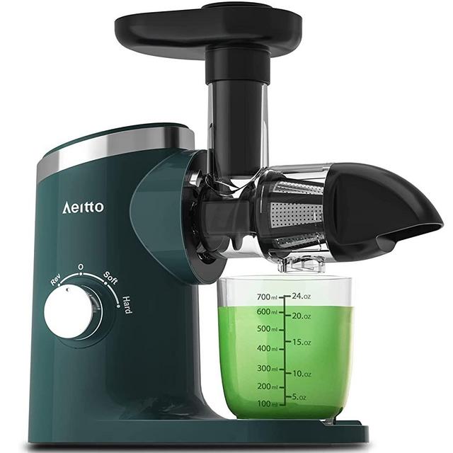 Juice Extractor,Juicer Machines,Aeitto Slow Juicer,Masticating Juicer,Cold Press Juicer with 2-Speed Modes,with Reverse Function & Quiet Motor for Vegetables And Fruits,Easy to Clean with Brush