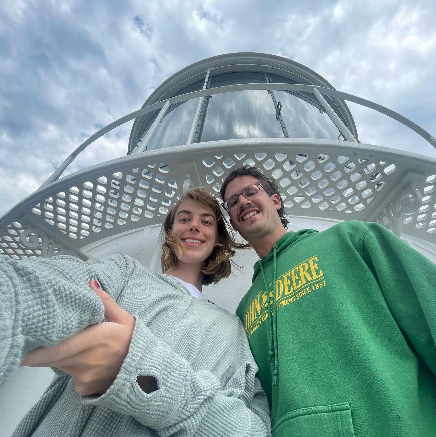 John-Luc and Grace at the top of the Cape Leeuwin Lighthouse. Fun Fact: This lighthouse is located where the Pacific and Indian Oceans meet.