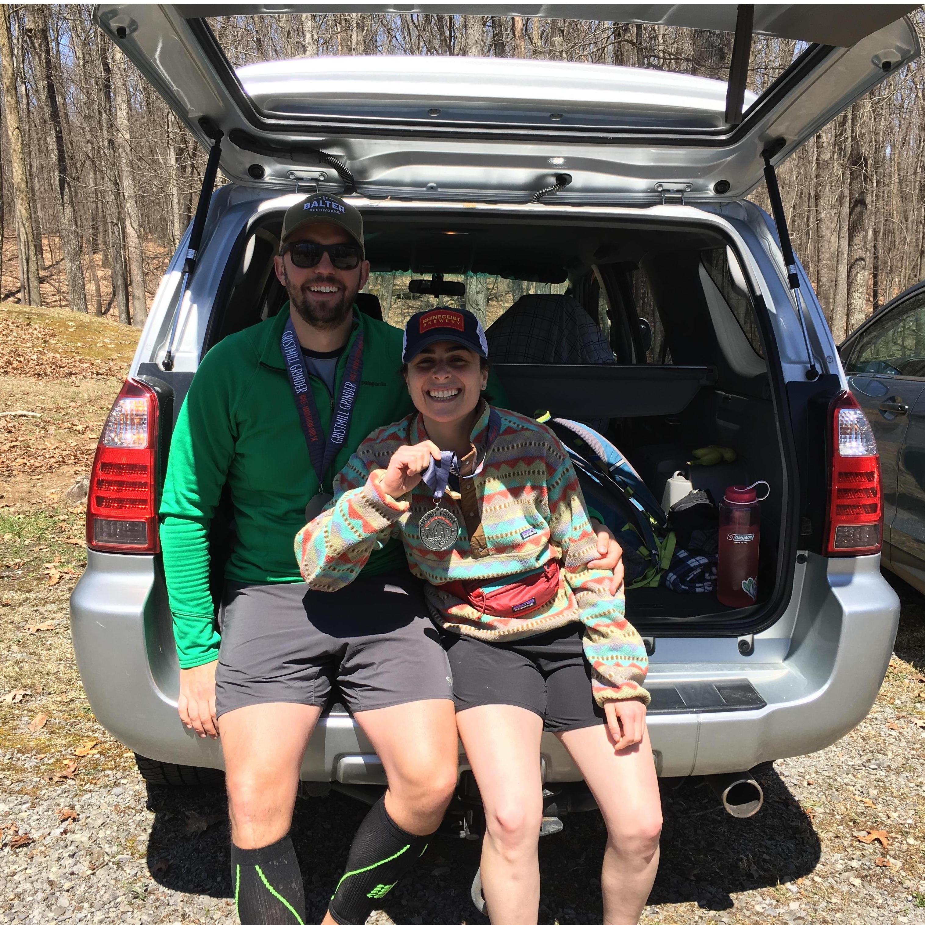 Alex, Melissa, Silvie--Babcock State Park, WV--Gristmill Grinder 2018. Miss those WV hills!