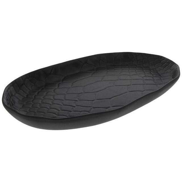 Matte Black Oval Alligator Print Tray