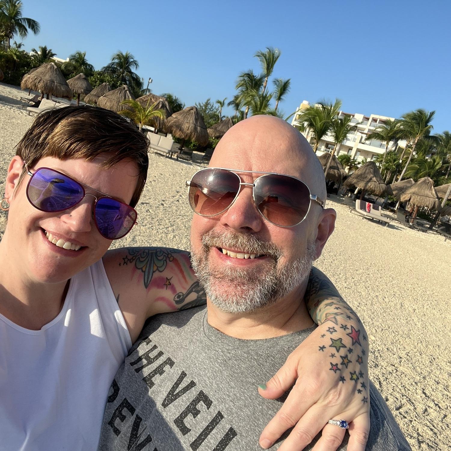 On our Cancun vacation where we got engaged.