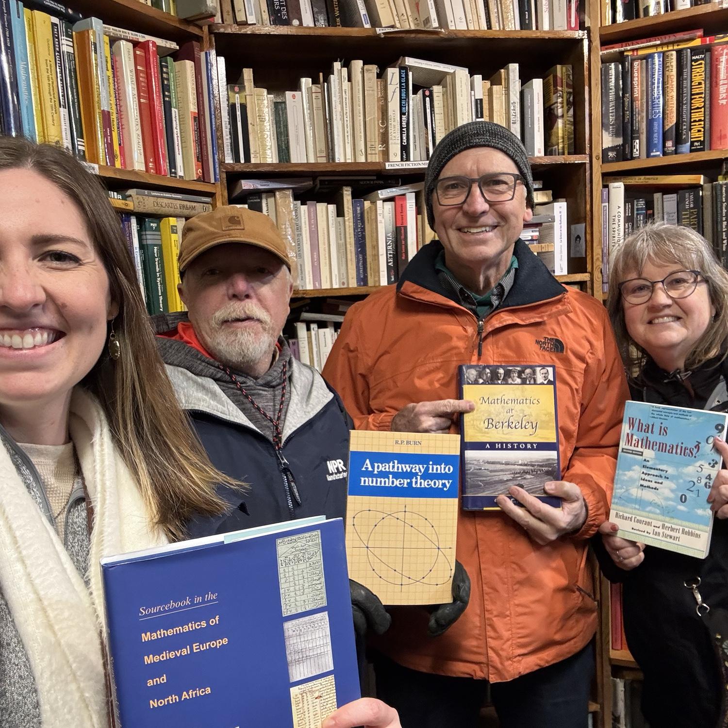 Joel wasn't here this day but we were thinking of him, so we took a photo of us with the books we thought he'd like