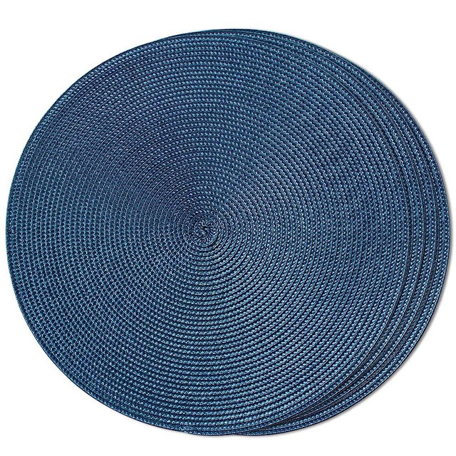 FunWheat Round Placemats Set of 4 Table Mats for Dining Tables Washable Non-Slip Place mats 15 Inch for Wedding Party(Blue)