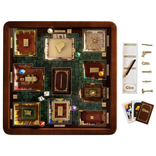Clue Luxury Edition Board Game by Winning Solutions with Gold Foil-Stamped Board, Deluxe Storage Box and Accessories