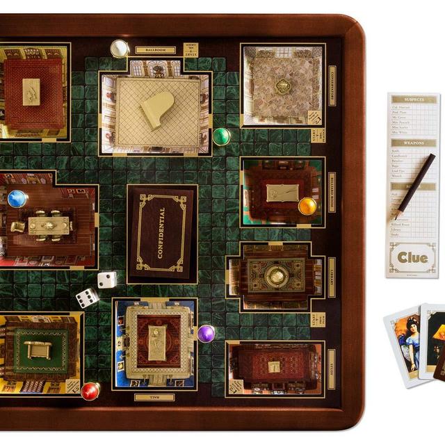 Clue Luxury Edition Board Game by Winning Solutions with Gold Foil-Stamped Board, Deluxe Storage Box and Accessories