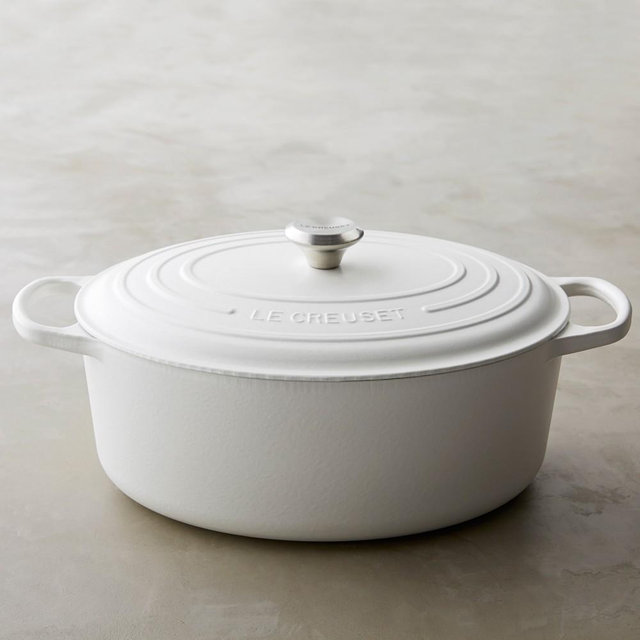 Le Creuset Signature Enameled Cast Iron Matte Oval Dutch Oven, 9 1/2-Qt., Matte White