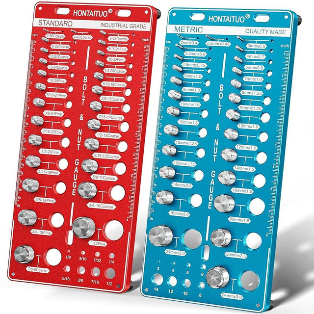68 Nut and Bolt Thread Checker Standard and Metric,Bolt Size and Thread Gauge with 26 Standard & 26 Metric Bolt & 16 Drill Bit Gauge,Bolt Size Finder Bolt and Nut Identifier Gauge