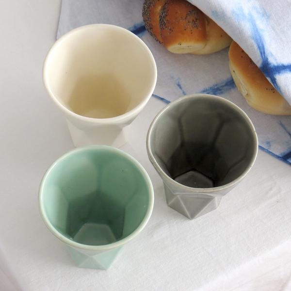 Shabbat Kiddush Cup - Modern Minimalist Light Green Ceramic