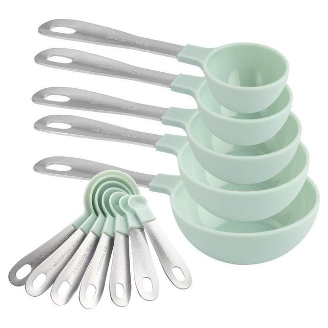 Cook with Color 12 PC Measuring Cups Set and Measuring Spoon Set/Stainless Steel Handles/Nesting Kitchen Measuring Set/Liquid Measuring Cup Set/Dry Measuring Cup Set (Mint)