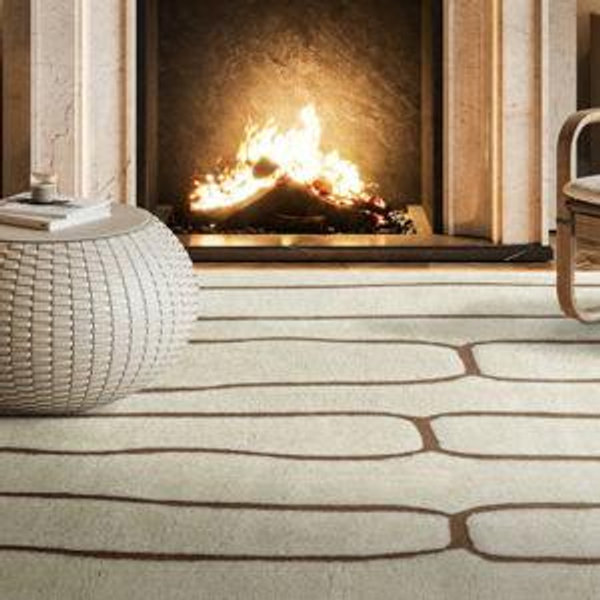 Nazco Abstract New Zealand Wool Rug | Cream 5x8