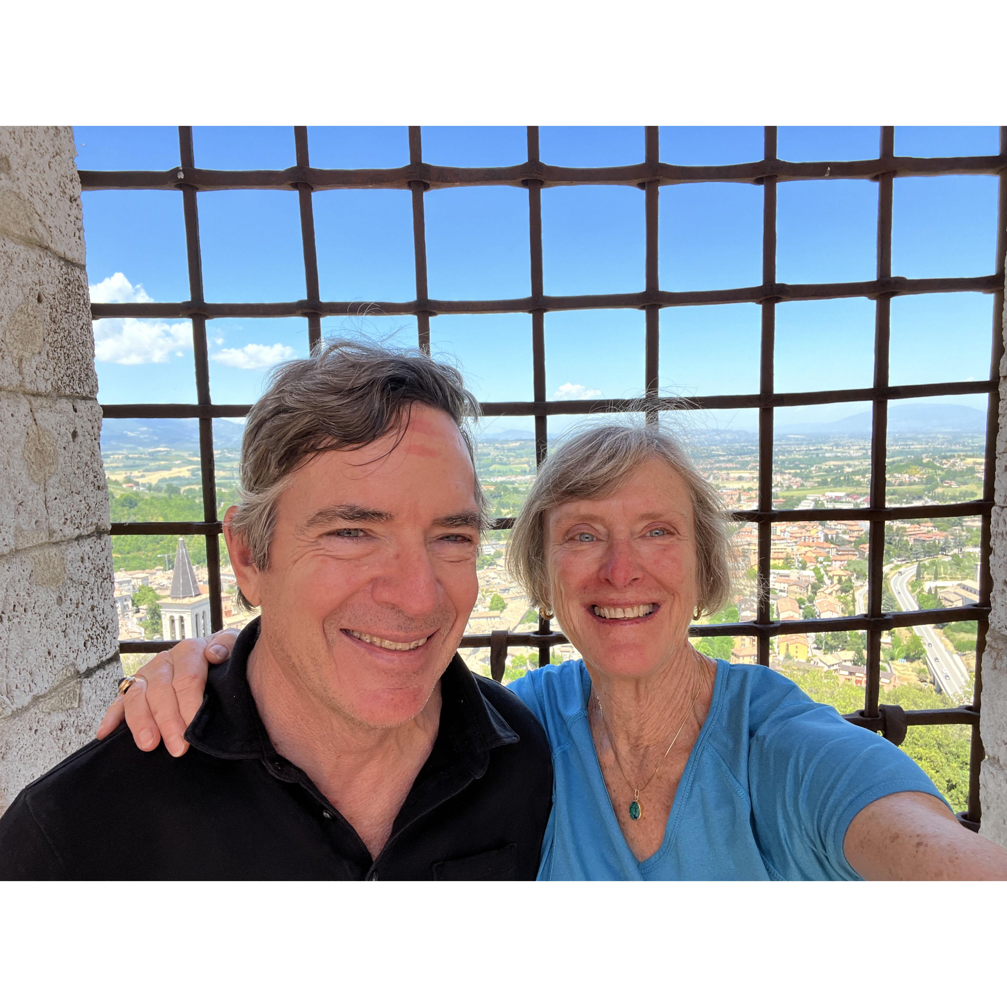 At a castle overlooking the Umbrian countryside.