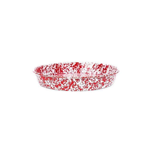 Crow Canyon Home Splatter Enamelware Cocktail Tray/Deep Dish Pizza Pan, Red