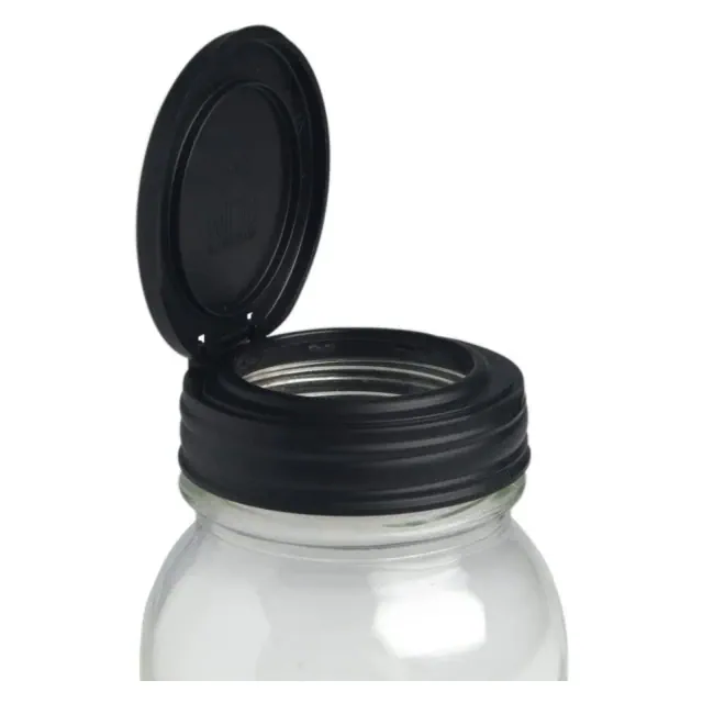reCAP Mason Jar Lid Flip Cap, Regular Mouth, Made in USA, Leak-proof and Freezer-proof, Black