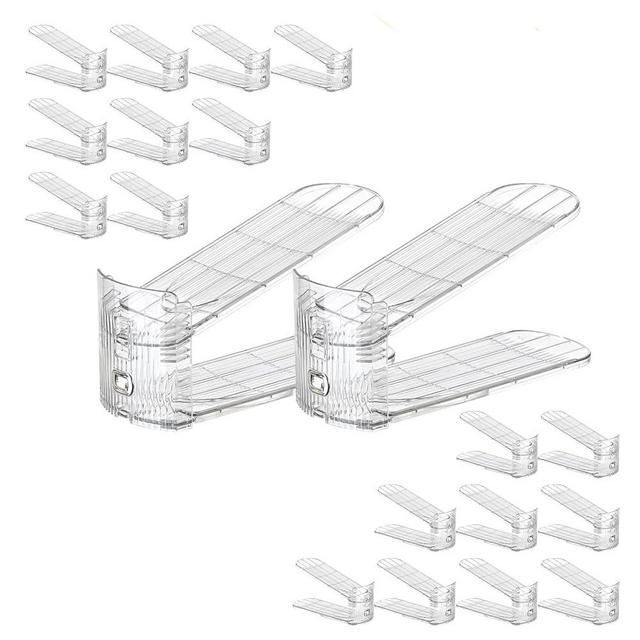 Uni HIMO Shoe Slots Organizer, Clear Shoe Stacker, Adjustable Level Shoe Rack,Storage Space Saver for Sneakers Display (Transparent, 20pack)