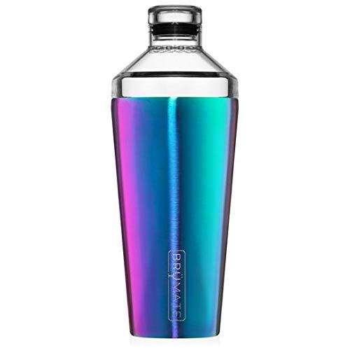 BrüMate Shaker, 20oz Triple-Insulated Stainless Steel Cocktail Shaker and Tumbler With Clear, Shatter-Proof Top and Lid (Raibow Titanium)