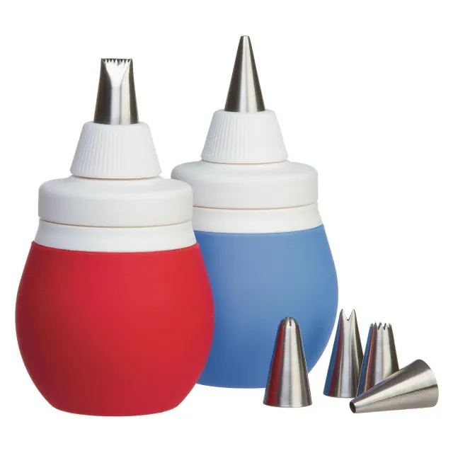 Prepworks Decorating Kit: 8-Piece Cake & Cupcake Icing Piping Set, Stainless Steel & Silicone, Dishwasher-Safe
