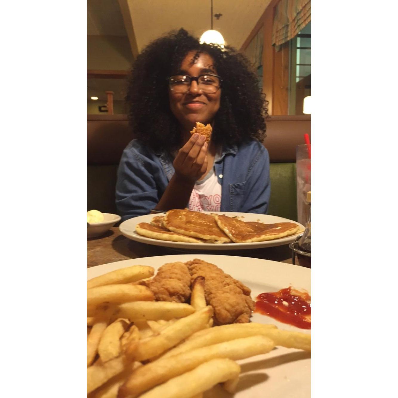 The first photo Kyle snapped of Mena. This is one of our earlier dates, a late classy night snack at Perkins. August 22, 2016.