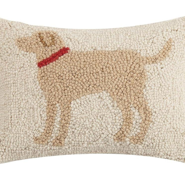 Peking Handicraft 30JES1457C12OB Light Brown Dog Wool and Cotton Pillow, 8 X 12 inch