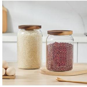 Sweejar Glass Jars for Laundry Room Organization, 90 ounce Laundry Pods Container, Glass Food Storage Jars with Airtight Lid, 1 Pack, Press Lid