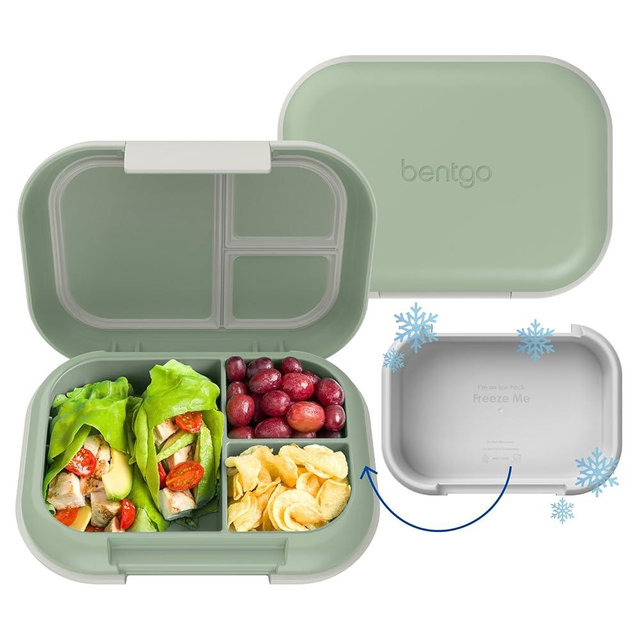 Bentgo Chill Max Leak-Proof XL Lunch Box - Included Ice Pack Keeps Food Cold; 5-Cup Capacity for Adults & Ages 8+, 3 or 4 Compartment Bento Box, BPA-Free, Dishwasher Safe (Clay Green & Gray)