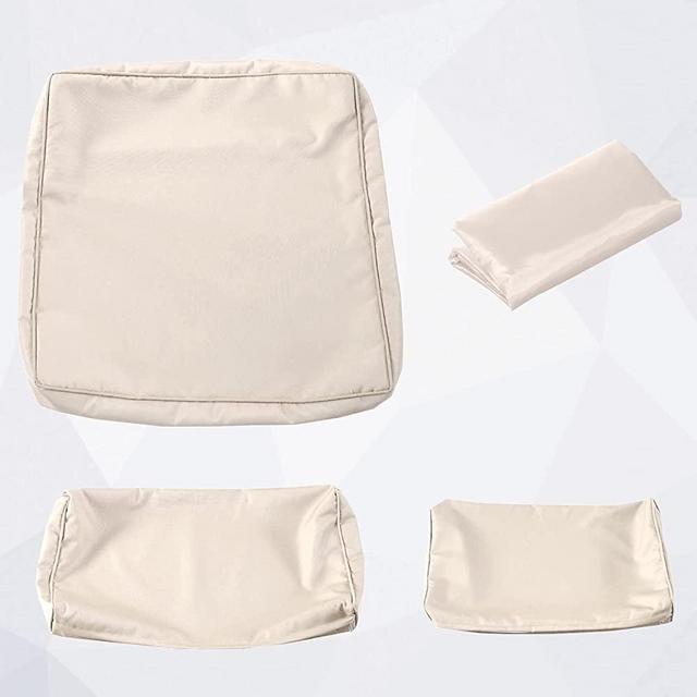 Outdoor Replacement Cushion Cover Set for 5 Pcs Patio Rattan Wicker Sectional Chair Sofa Furniture with Water Repellent Fabric Cover Only, Khaki
