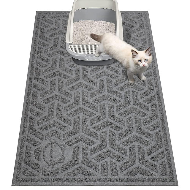 UPSKY Cat Litter Mat, Litter Trapping Mat Soft on Kitty Paws, Durable Large Litter Box Mat 35" x 24" Scatter Control for Cat Litter , Waterproof and Extra Large Litter Box Carpet.