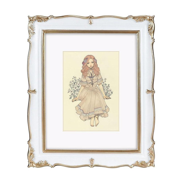 PHAREGE White Gold Vintage Frame for 8x10 inch Picture, Ornate Antique Frame with Mat for 5x7 inch Photo, Horizontal or Vertical, Tabletop or Wall