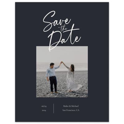 Ebony, Black Wedding Digital Save the Date - Santorini Photo