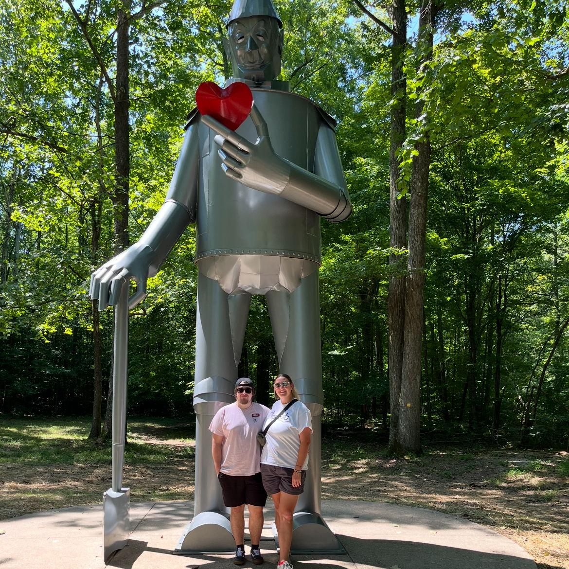 Me and Geoffrey visiting the Tinman in Bernheim Forest!
