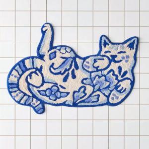 Delft Cat Shaped Tufted Bath Mat