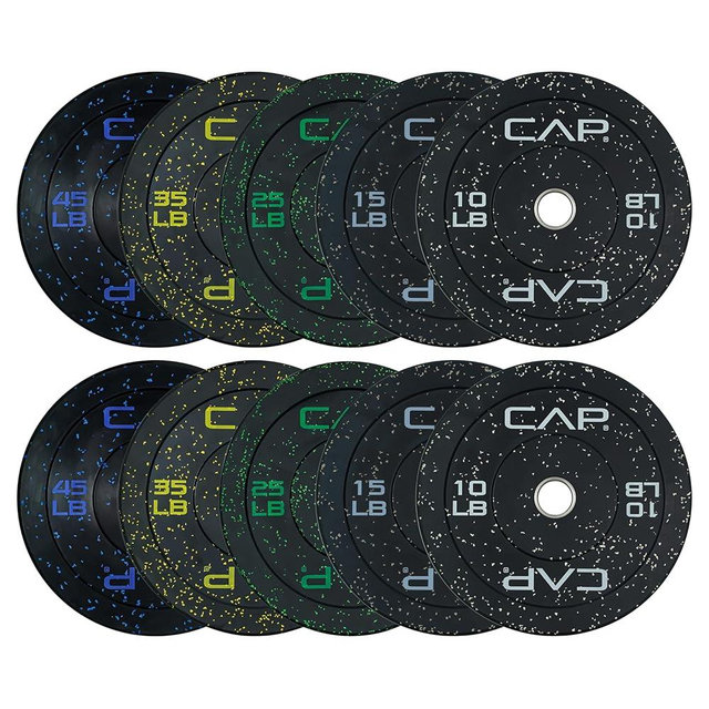 CAP Barbell 2-Inch Olympic Bumper Plate Weight Set | 100-370 lbs | Multiple Options