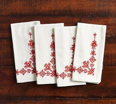 Tahoe Embroidered Cotton Napkins - Set of 4