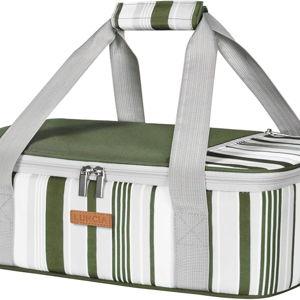 Insulated Casserole Carrier for Hot or Cold Food, Lasagna Lugger Tote for Potluck Parties/Picnic/Cookouts, Fits 9"×13" Baking Dish, Dark Green