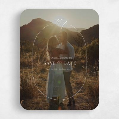 White Rounded Wedding Save the Date - Brixen Photo