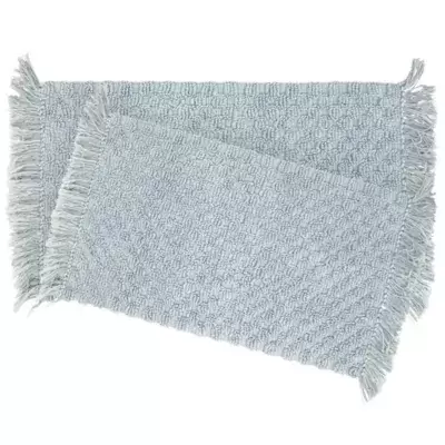 French Connection Stonewash Beaded 2-Piece Bath Rug Set in Winter Sky