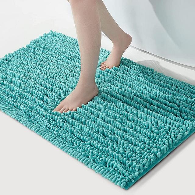 FLOLEOPA Soft Plush Microfiber Bathroom Rugs, Absorbent Bath Rugs Non Skid Machine Wash Dry Bath Mats for Tub,Shower and Bath Room Floor Mats (24x39inches, Eggshell Blue)