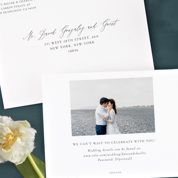 Violin Photo | White | Zola Save The Dates