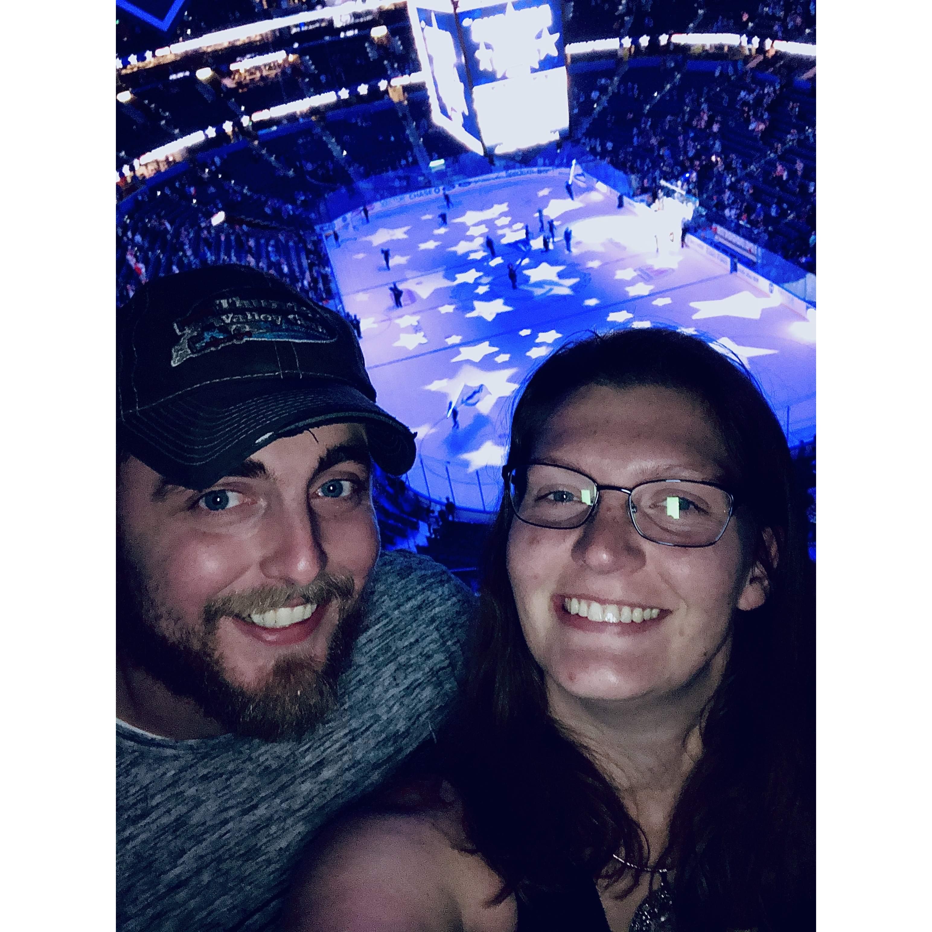 Mara's first Hockey game- bolts won.