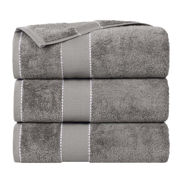 Cotton Heavyweight Ultra-Plush Luxury Bath Towel Set of 3, Charcoal - Blue Nile Mills
