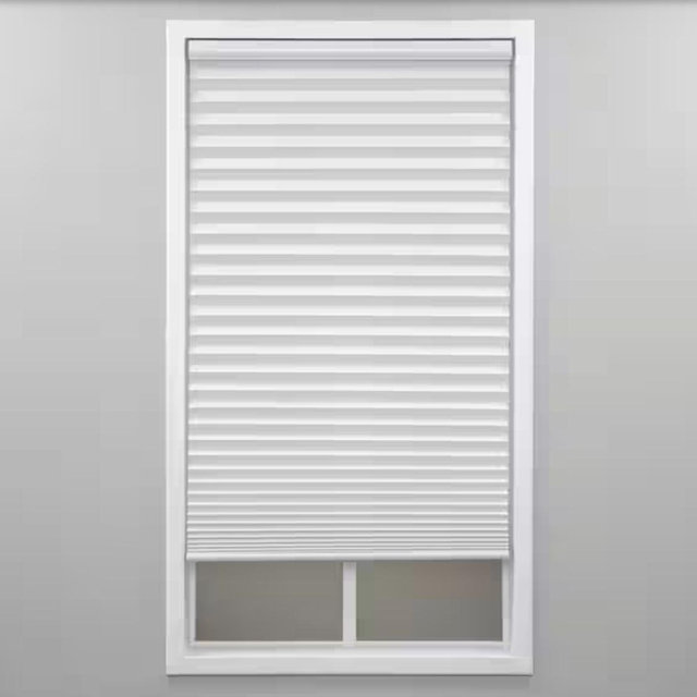StyleWell White Cordless Light Filtering Polyester Pleated Shades - 45 in. W x 64 in. L QDWT450640