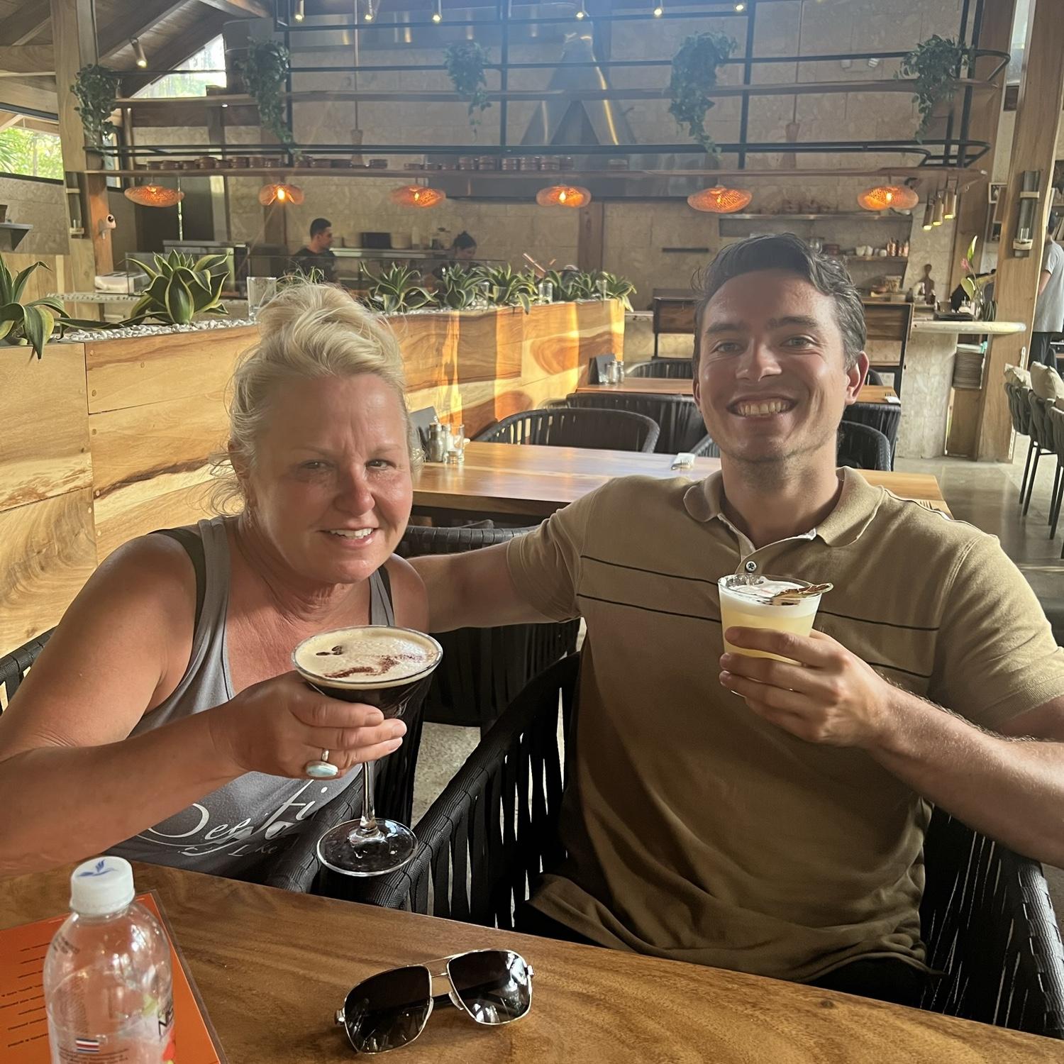 Drinks in Costa Rica with Petra's Mom!