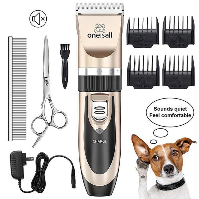 oneisall Dog Shaver Clippers Low Noise Rechargeable Cordless Electric Quiet Hair Clippers Set for Dogs Cats Pets